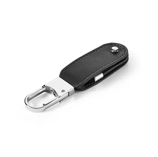 black BRAGG 8GB. Memoria USB de 8GB, fabricada en PU y con clip de mosquetón