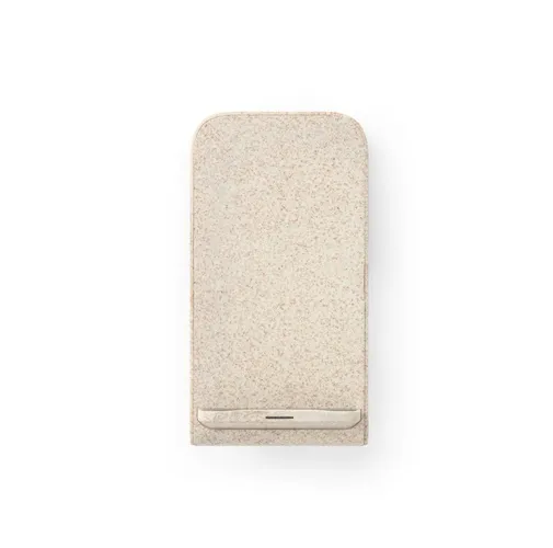natural ENGLERT. Soporte para smartphone con cargador inalámbrico, rápido, de 10 W en ABS reciclado (100% rABS) y fibra de paja de trigo