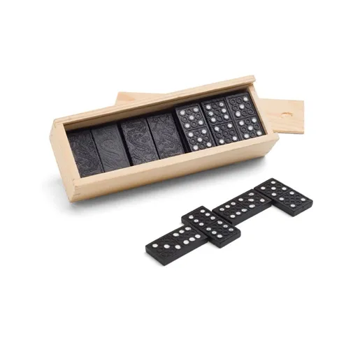 natural claro MIGUEL. Juego de dominó en caja de madera con tapa