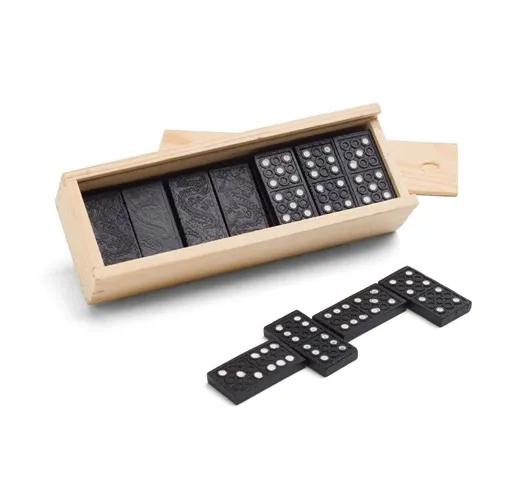 MIGUEL. Juego de dominó en caja de madera con tapa