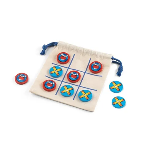 natural claro CROSSES. Clásico juego del tres en raya compuesto por 10 piezas de madera contrachapada