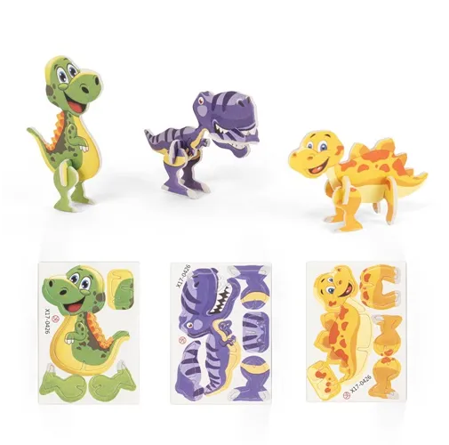 DINOSAURUS. Puzzle 3D de papel y EVA con forma de dinosaurio