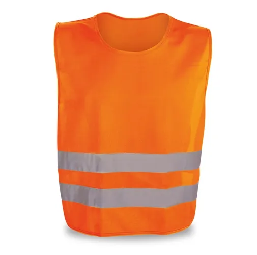 orange THIEM. Chaleco de alta visibilidad hecho en poliéster 100%