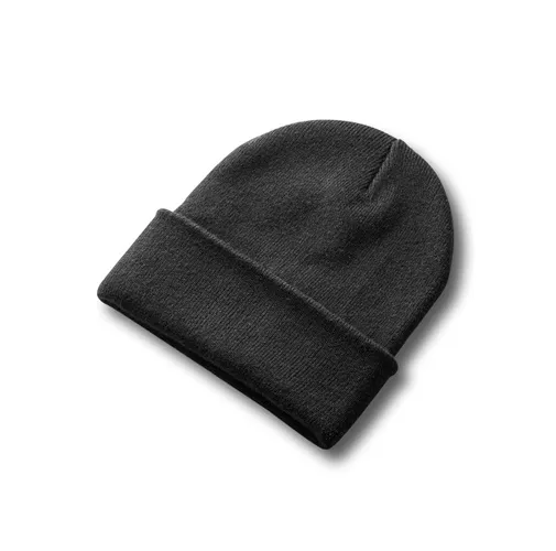black CARL. Gorro unisex de doble capa de poliéster reciclado (100% rPET)