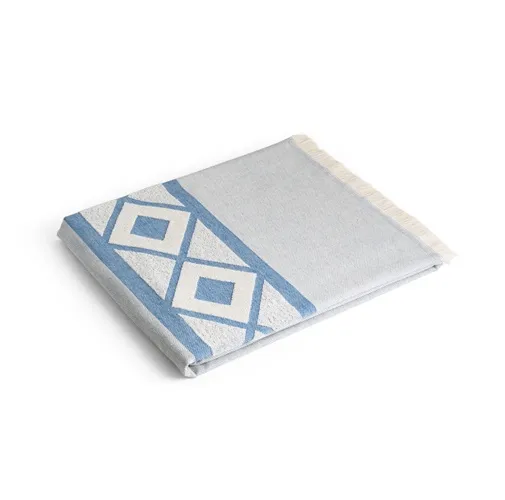 blue MALEK. Toalla de baño y multifuncional (350g/m²) fabricada en algodón ligero y resistente (85%) y algodón reciclado (15%)