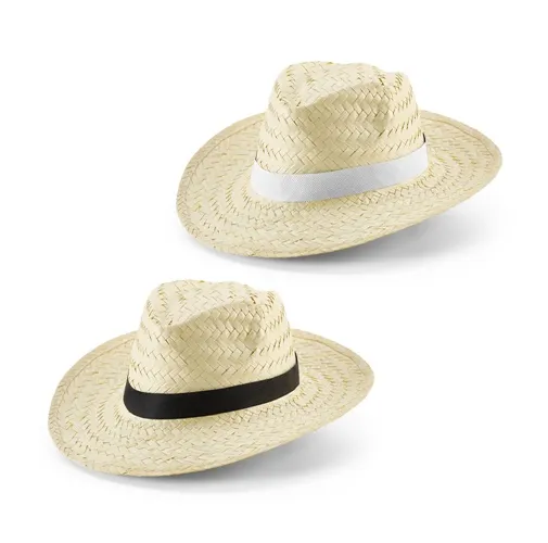 EDWARD POLI. Sombrero de paja natural con cinta de poliéster