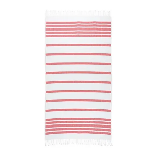 red SARDENHA. Toalla de playa de algodón (70% reciclado) y poliéster (30% reciclado) (180 g/m²)