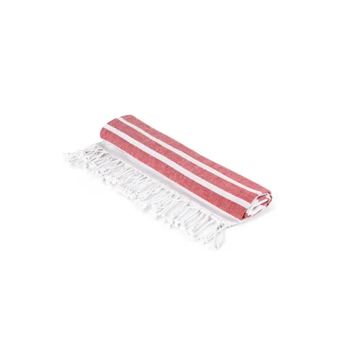 red SARDENHA. Toalla de playa de algodón (70% reciclado) y poliéster (30% reciclado) (180 g/m²)