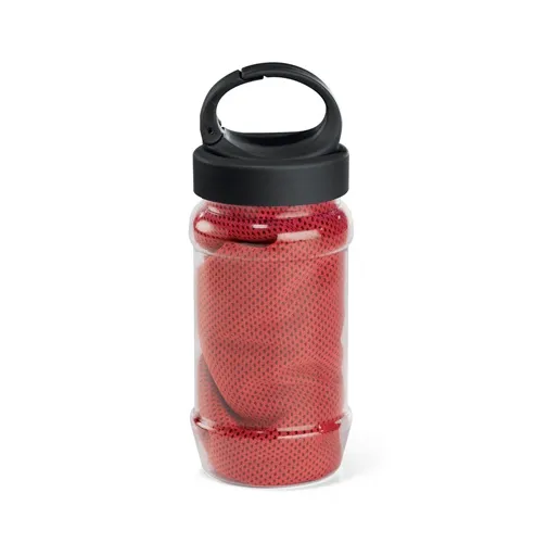 red ARTX PLUS. Conjunto que incluye una botella hecha en PP y PET y una toalla refrescante deportiva de poliamida y poliéster