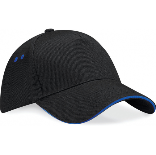 black / bright royal Gorra Ultimate - 5 paneles con sándwich contrastado