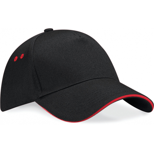 black / classic red Gorra Ultimate - 5 paneles con sándwich contrastado