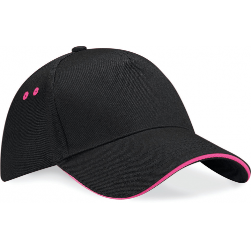 black / fuchsia Gorra Ultimate - 5 paneles con sándwich contrastado