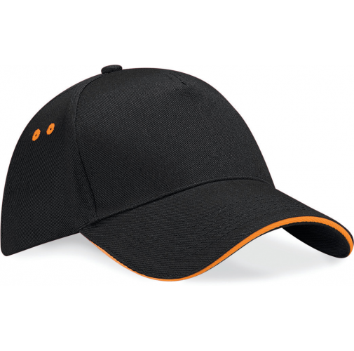 black / orange Gorra Ultimate - 5 paneles con sándwich contrastado