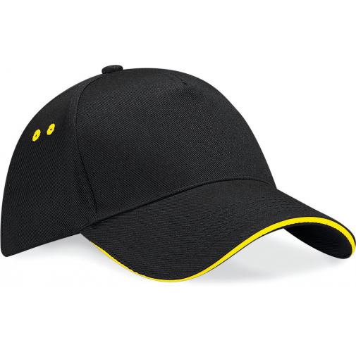 black / yellow Gorra Ultimate - 5 paneles con sándwich contrastado
