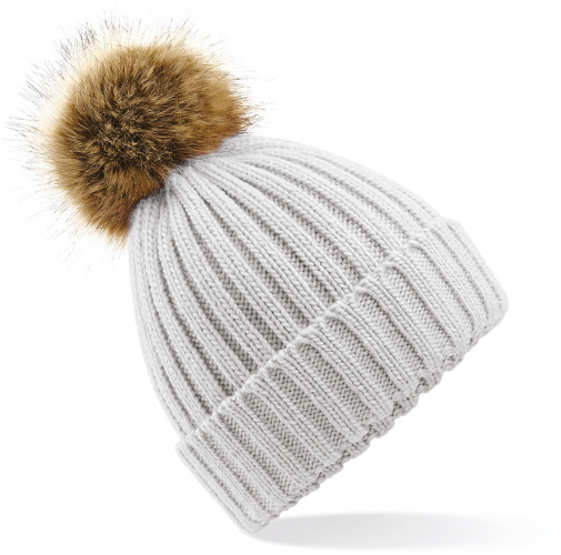 light grey Gorro con Pompón