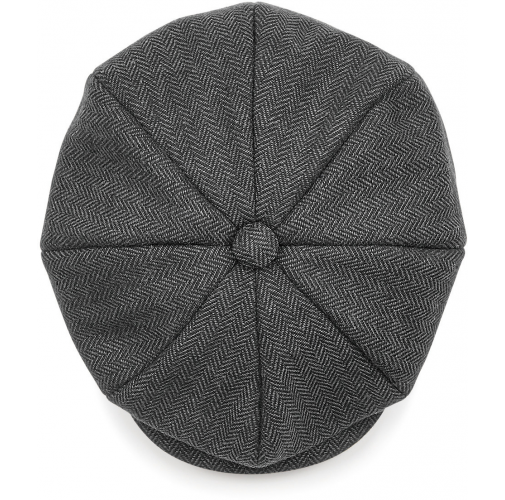 charcoal herringbone Gorra Bakerboy
