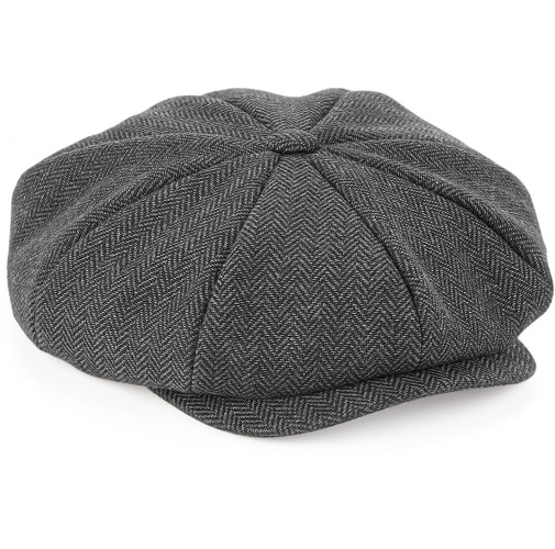 charcoal herringbone Gorra Bakerboy