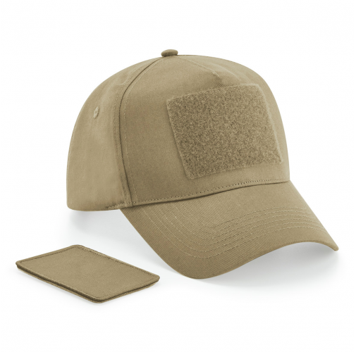 desert sand Gorra de 5 paneles con parche extraíble