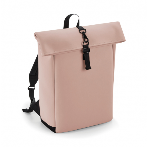 nude pink Mochila de poliuretano mate con solapa enrollable<br/>