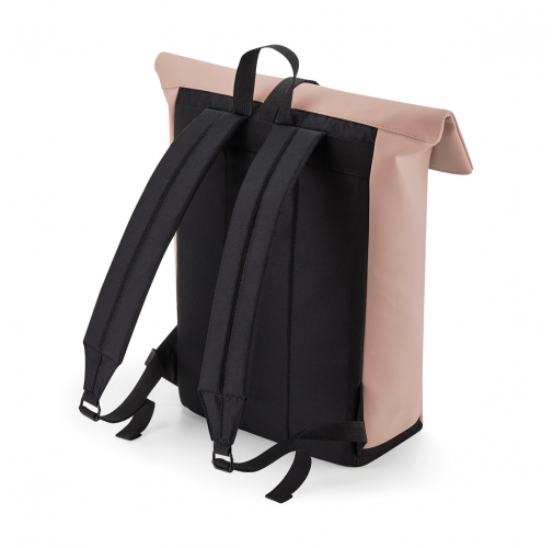 nude pink Mochila de poliuretano mate con solapa enrollable<br/>
