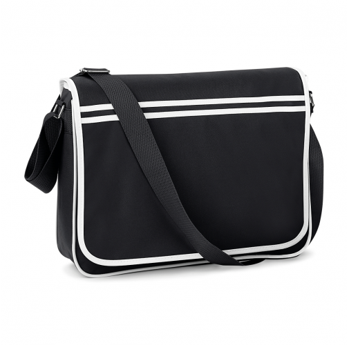 black / white Bolsa retro estilo mensajero