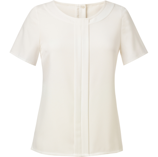 cream Blusa Felina de crêpe de China