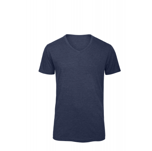 heather navy Camiseta Triblend cuello de pico hombre