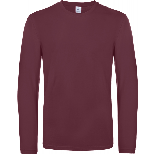 burgundy Camiseta #E190 manga larga hombre