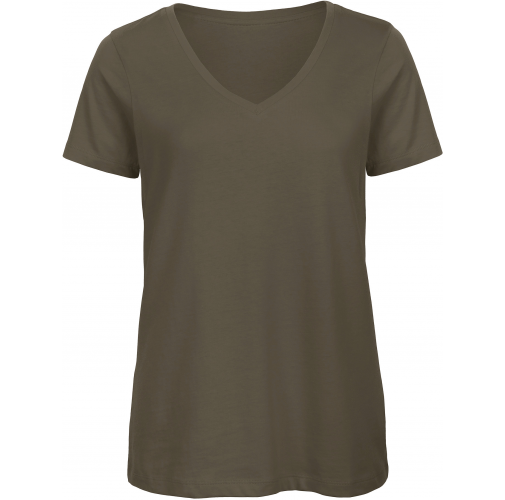 khaki Camiseta Organic Inspire cuello de pico mujer