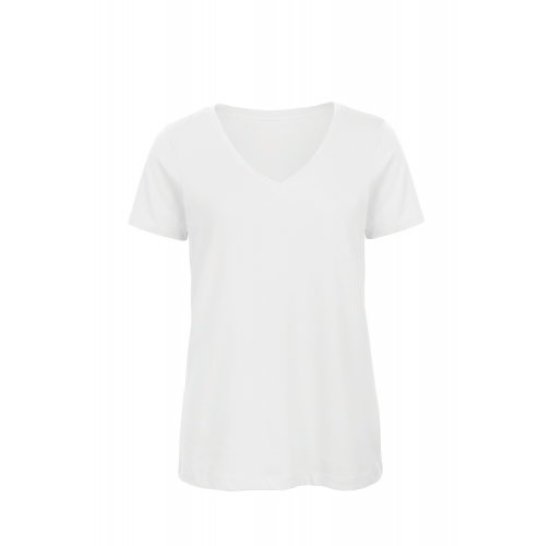 white Camiseta Organic Inspire cuello de pico mujer