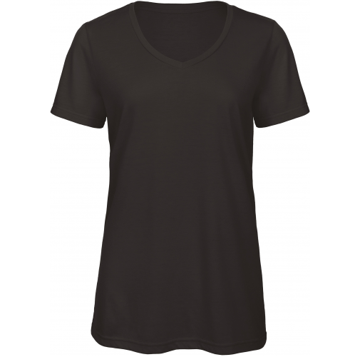 black Camiseta Triblend cuello de pico mujer