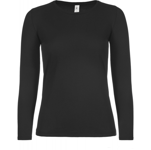 black Camiseta #E150 manga larga mujer