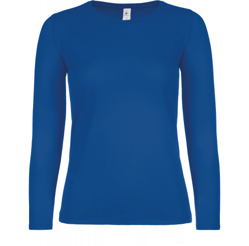 royal blue Camiseta #E150 manga larga mujer