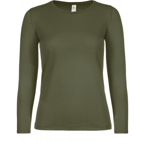 urban khaki Camiseta #E150 manga larga mujer
