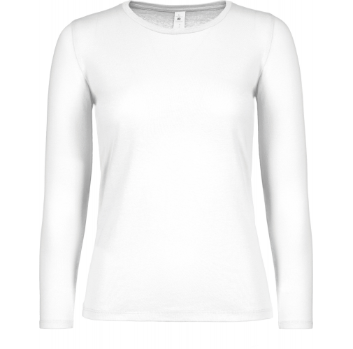 white Camiseta #E150 manga larga mujer
