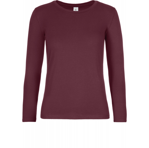 burgundy Camiseta #E190 manga larga mujer