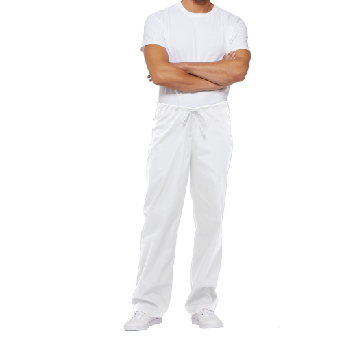 white Pantalón con cordón y tiro estándar unisex<br/>