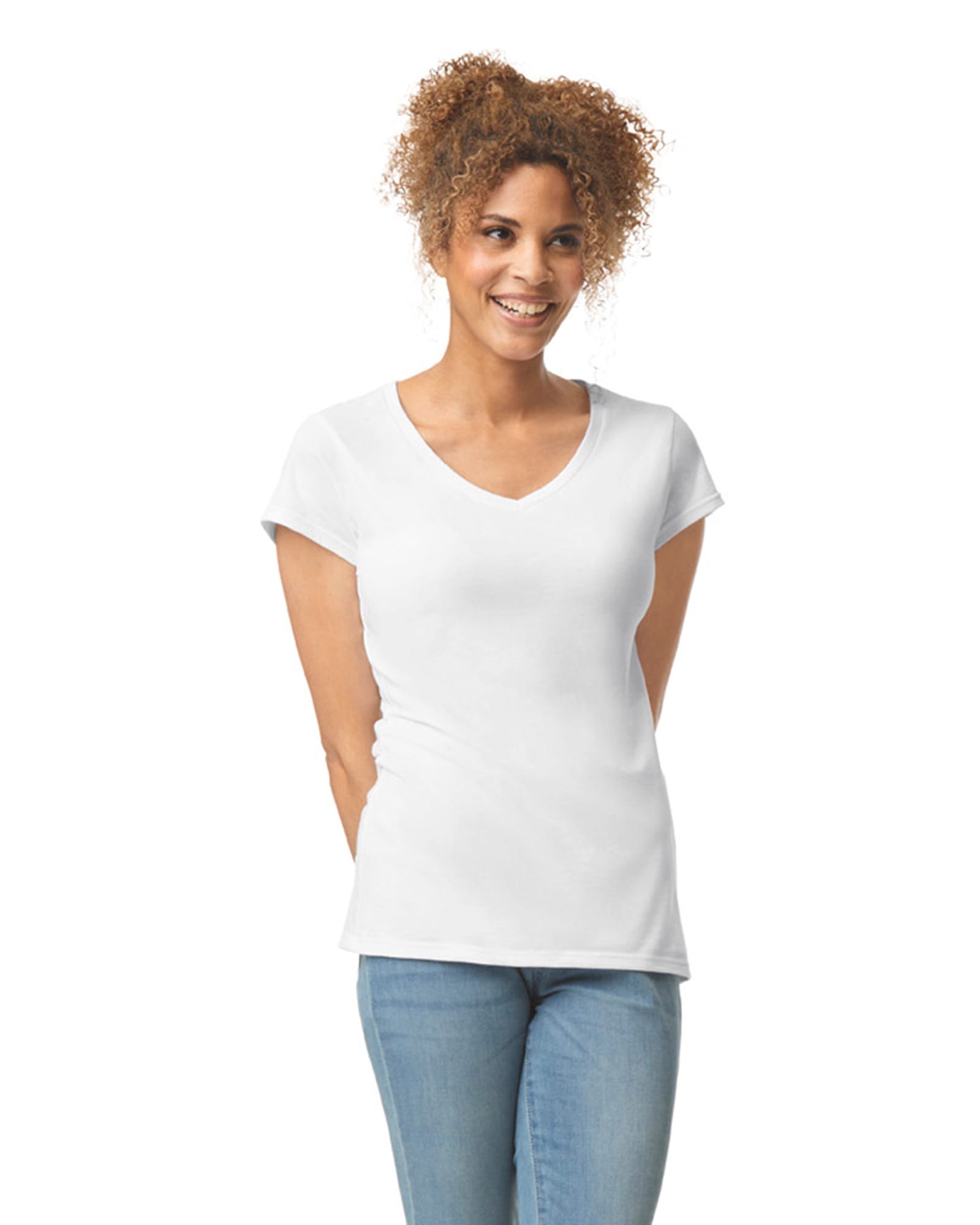 CAMISETA SOFTSTYLE CUELLO DE PICO MUJER