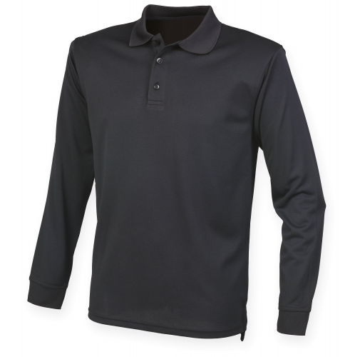 black Polo Cool Plus® manga larga unisex