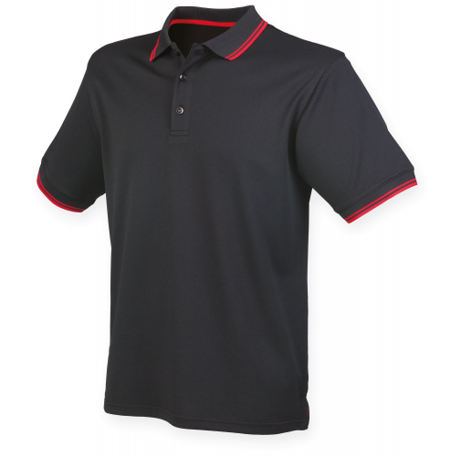 black / red Polo Cool Plus® con ribete