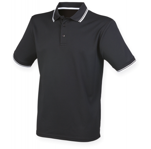 black / white Polo Cool Plus® con ribete