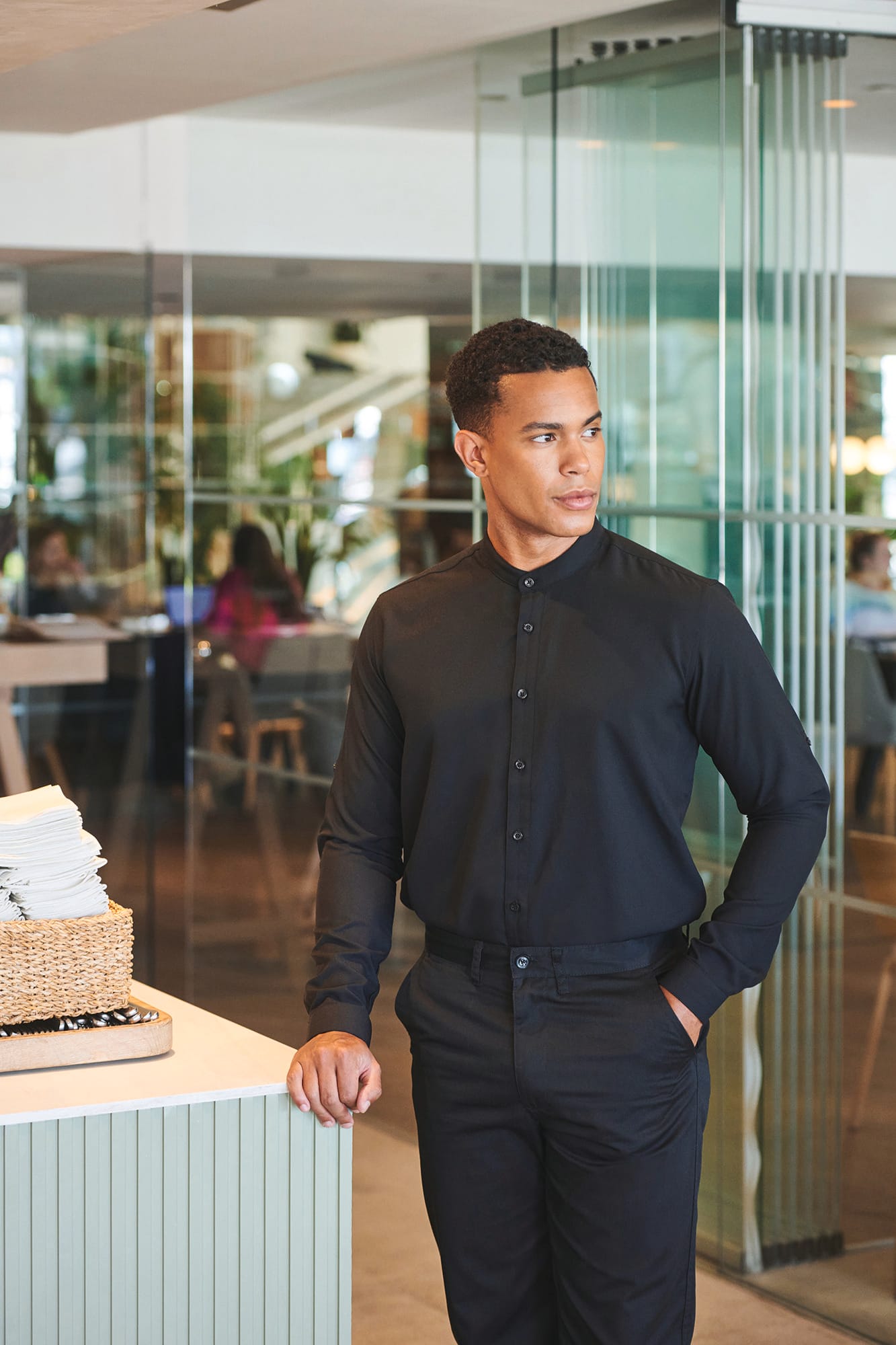 Camisa cuello mao hombre