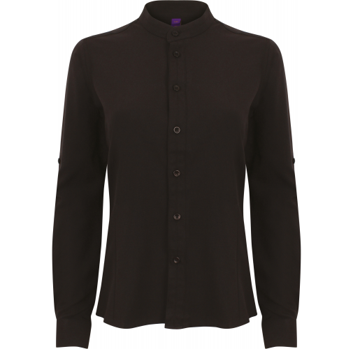 black Camisa cuello mao mujer