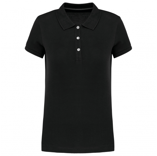 black Polo Supima® maga corta mujer