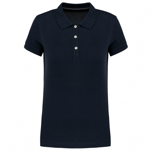 navy Polo Supima® maga corta mujer
