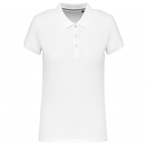 white Polo Supima® maga corta mujer