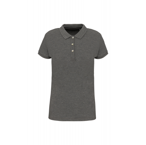 grey heather Polo Supima® maga corta mujer