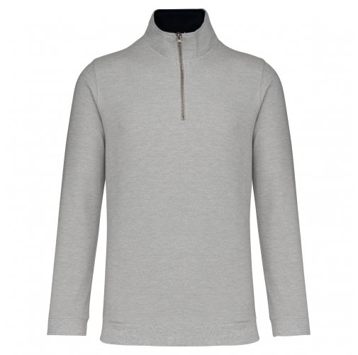grey heather / navy TRUCKER - Sudadera piqué 1/4 Cremallera