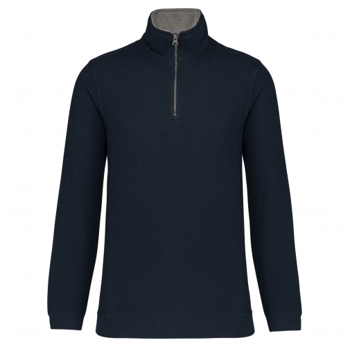 navy / grey heather TRUCKER - Sudadera piqué 1/4 Cremallera