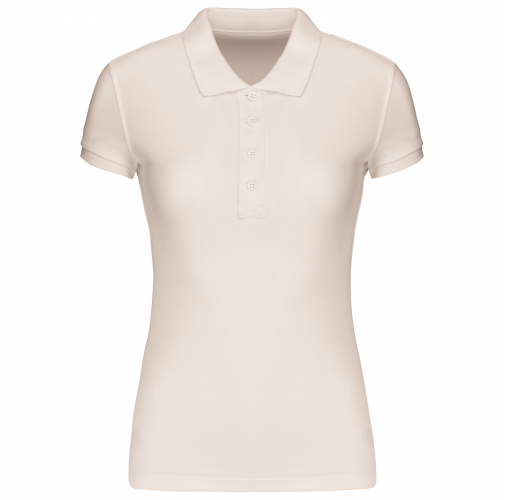 cream Polo piqué orgánico de mujer